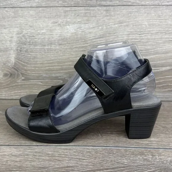 Naot Intact Women’s Sz 9/EU 40 Black Velvet Nubuck Dual Hook & Loop Sandals - Picture 3 of 11